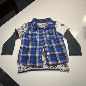 Rock Graffiti Plaid Twofer Baby T-Shirt by: Mini Shatsu